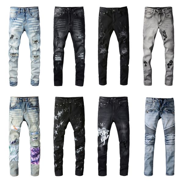 men's jeans new designer high-quality hole decorated small straight pants fashion casual am, Blue
men's jeans new designer high-quality hole decorated small straight pants fashion casual am, Blue