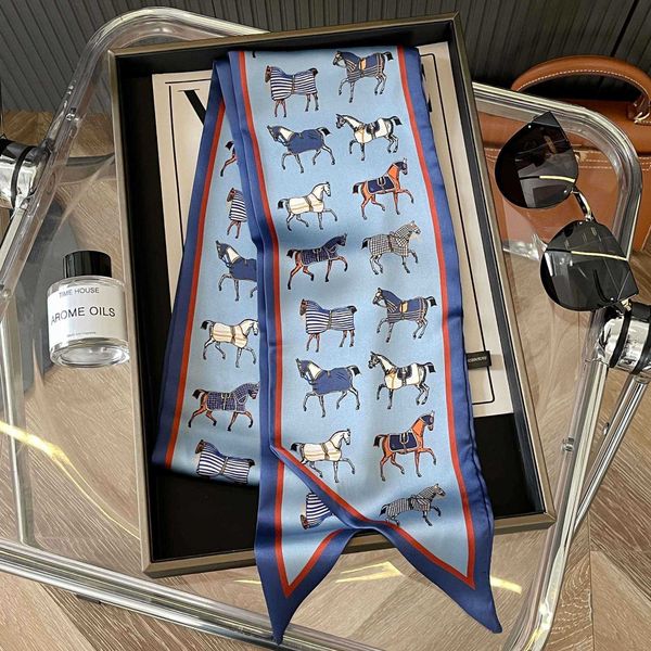 scarves 2022 horse print necklace scarf women summer silk feeling hand bag wrist foulead tie kerchief scarves lady luxury design j230428, Blue;gray
scarves 2022 horse print necklace scarf women summer silk feeling hand bag wrist foulead tie kerchief scarves lady luxury design j230428, Blue;gray