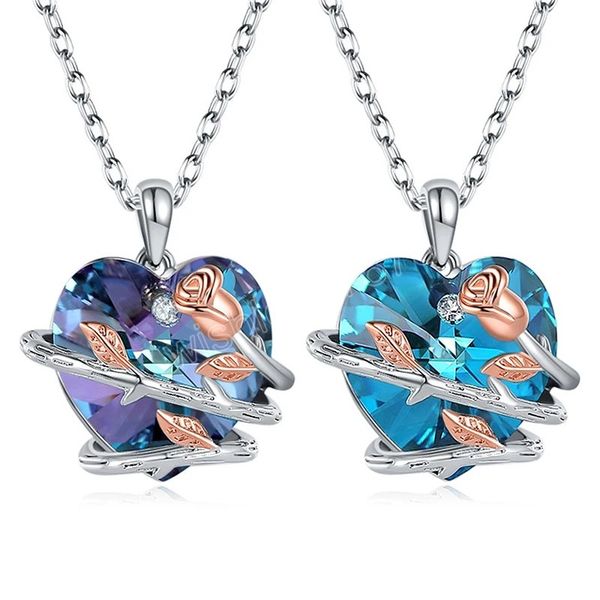 silver heart love crystal rose pendant necklace for women mother's day fashion jewelry gifts
silver heart love crystal rose pendant necklace for women mother's day fashion jewelry gifts