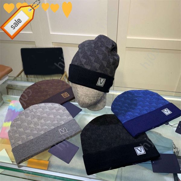 

Plaid designer beanie designer hats for men knitted bonnets winter hat fall thermal skull cap ski travel classical luxury beanies brown black grey keep warm 1112211l, 1#