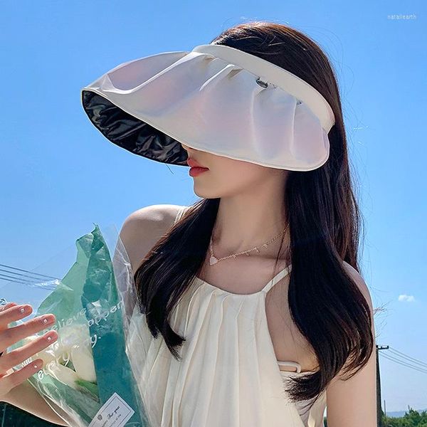 wide brim hats women portable sun protection shell cap beach empty visors hat gradient colorful foldable hairband, Blue;gray
wide brim hats women portable sun protection shell cap beach empty visors hat gradient colorful foldable hairband, Blue;gray