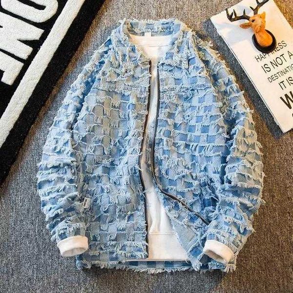 designer luxury chaopai classic tassel hole design denim jacket men's american trend fashionable versatile, casual cardigan student sty, Black;brown
designer luxury chaopai classic tassel hole design denim jacket men's american trend fashionable versatile, casual cardigan student sty, Black;brown