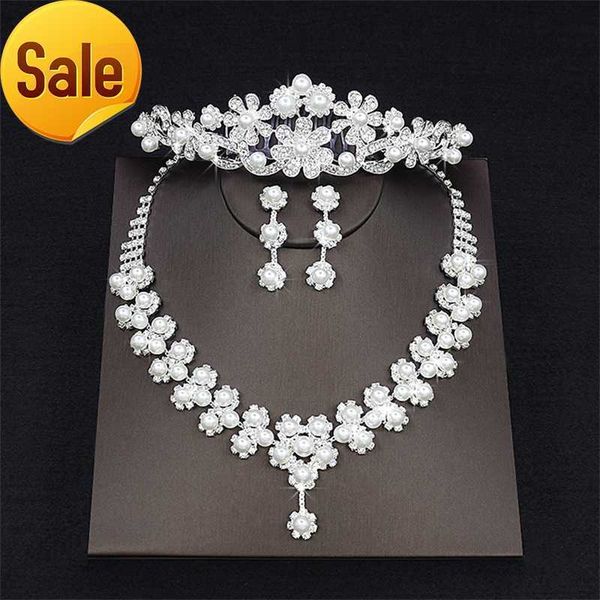 pearls drop rhinestone wedding jewelry set necklace crown tiaras crown earrings headwear beading three piece party bridal accessories, Silver
pearls drop rhinestone wedding jewelry set necklace crown tiaras crown earrings headwear beading three piece party bridal accessories, Silver