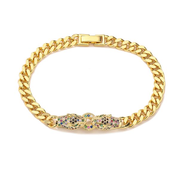 luxury hip hop cuban link chain bracelet gold plated micro pave leopard's head jewelry for gift, Black
luxury hip hop cuban link chain bracelet gold plated micro pave leopard's head jewelry for gift, Black