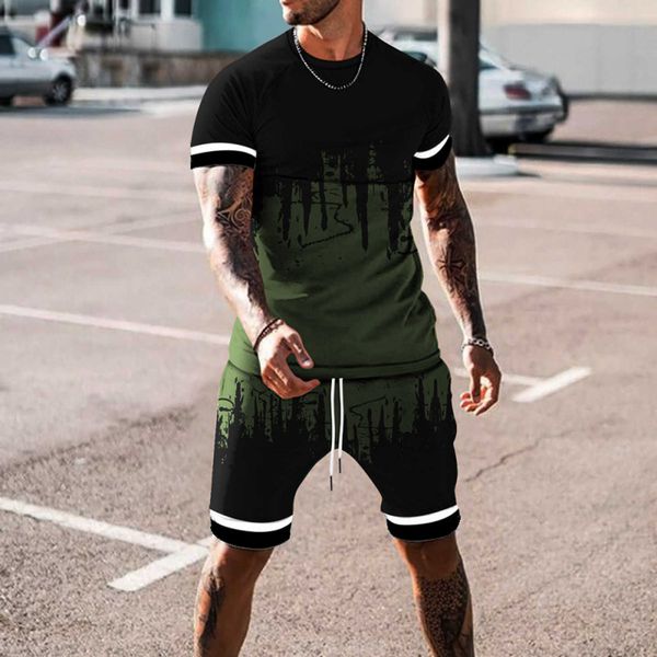 new digital printing leisure colored painting summer loose fitting sports shorts short sleeve two piece set, White;black
new digital printing leisure colored painting summer loose fitting sports shorts short sleeve two piece set, White;black