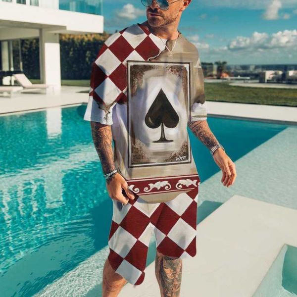 summer men's t-shirt set fashion leisure sports short sleeve fashion two-piece set of playing cards, White;black
summer men's t-shirt set fashion leisure sports short sleeve fashion two-piece set of playing cards, White;black