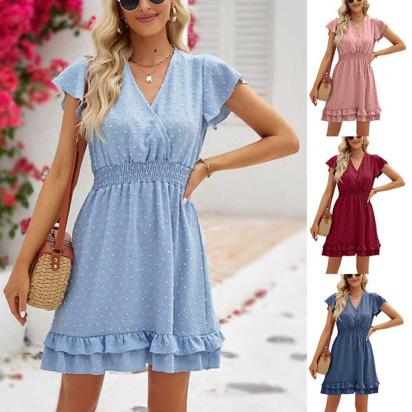 spring/summer women's 2023 new v-neck ruffle sleeve chiffon plush ball pleated dress, Black;gray
spring/summer women's 2023 new v-neck ruffle sleeve chiffon plush ball pleated dress, Black;gray