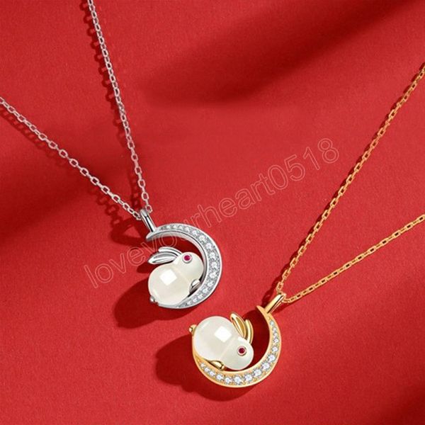 imitation hetian jade moon rabbit gild necklace 2023 zodiac pendant bunny animal gift for women girl, Silver
imitation hetian jade moon rabbit gild necklace 2023 zodiac pendant bunny animal gift for women girl, Silver