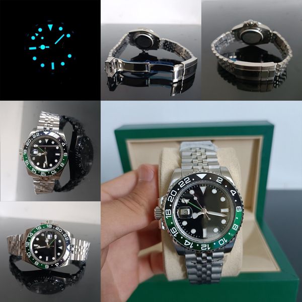 

Luxury men's watch GMT black dial 40mm high-quality sapphire waterproof 904L folding buckle 2813 automatic mechanical movement luxury factory watch montre de luxe, 24