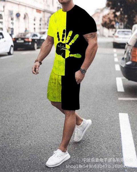 summer new style men's t-shirt set men's and women's casual two piece set tide digital printing, White;black
summer new style men's t-shirt set men's and women's casual two piece set tide digital printing, White;black