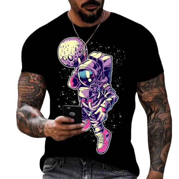 new summer digital printing round neck short sleeve t-shirt men's wear astronaut men's, White;black
new summer digital printing round neck short sleeve t-shirt men's wear astronaut men's, White;black