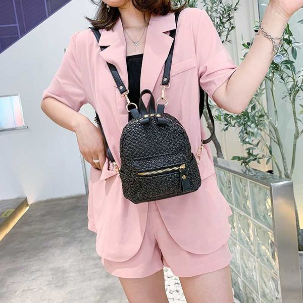 bag female new woven backpack urban simple leisure straw bag