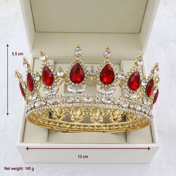 ts-0011 selling high-end luxury crystal bridal headwear alloy large round full circle crown wedding hair accessory red zircon banquet plate, Silver
ts-0011 selling high-end luxury crystal bridal headwear alloy large round full circle crown wedding hair accessory red zircon banquet plate, Silver