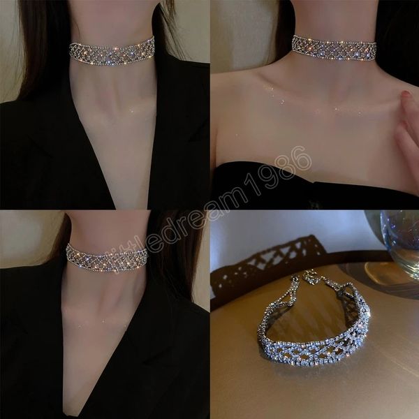 luxury hollow rhinestone embellished choker necklace for women shiny bright fashion jewelry party necklace, Golden;silver
luxury hollow rhinestone embellished choker necklace for women shiny bright fashion jewelry party necklace, Golden;silver