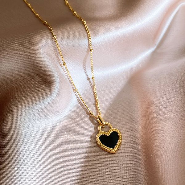 double-sided black peach heart necklace female niche design sense light luxury 2023 new choker accessory pendant clavicle chain, Silver
double-sided black peach heart necklace female niche design sense light luxury 2023 new choker accessory pendant clavicle chain, Silver
