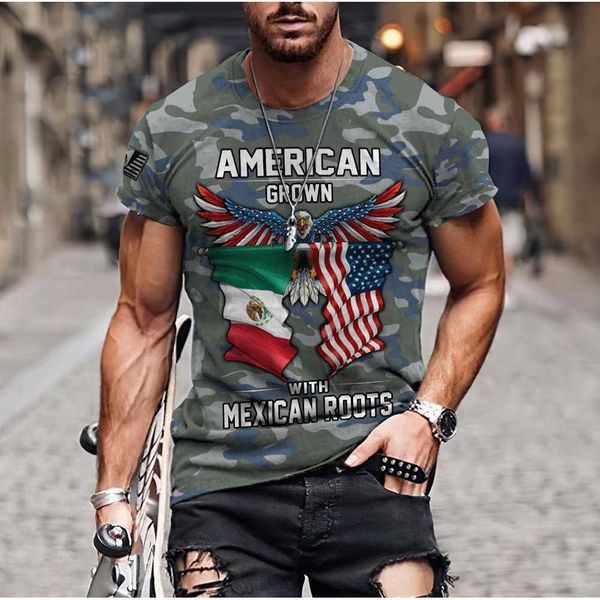 new short sleeve men's t-shirt with mexican shield print round neck casual breathable couple clothing, White;black
new short sleeve men's t-shirt with mexican shield print round neck casual breathable couple clothing, White;black