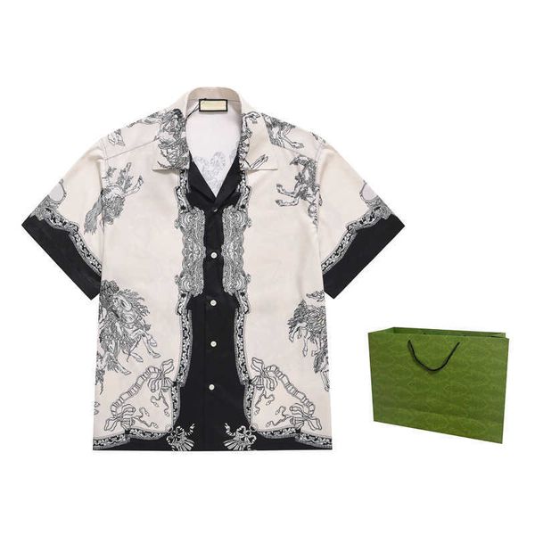 men's and women's shirts new designer high-quality european and american style short-sleeved flower shirt lapel loose print casual, White;black
men's and women's shirts new designer high-quality european and american style short-sleeved flower shirt lapel loose print casual, White;black