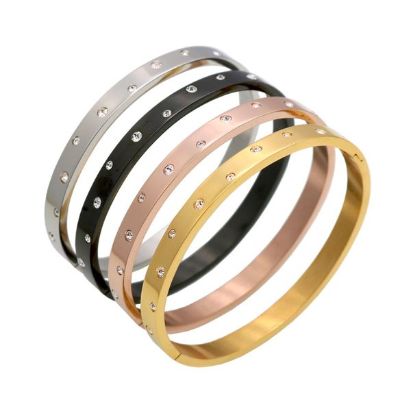 luxury brand fastness bangle bracelet white zirconia insert jewelry for gift, Black
luxury brand fastness bangle bracelet white zirconia insert jewelry for gift, Black