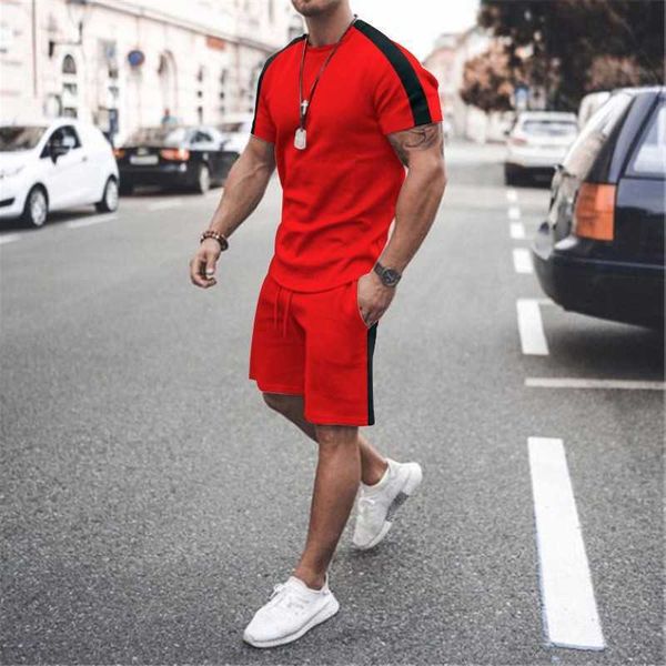 new casual set youth trend contrast color round neck shorts two piece set for men, White;black
new casual set youth trend contrast color round neck shorts two piece set for men, White;black