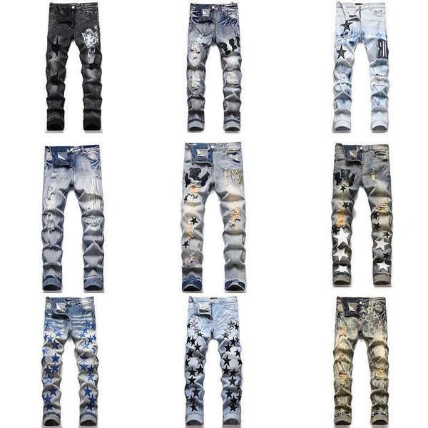 Men's Jeans Designer Jeans High Street Ammri Jeans Mens Embroidery Pants Womens Top Quality Ripped Patch Hole Denim Straight Fashion Slim Luxury Brand Pants
Men's Jeans Designer Jeans High Street Ammri Jeans Mens Embroidery Pants Womens Top Quality Ripped Patch Hole Denim Straight Fashion Slim Luxury Brand Pants