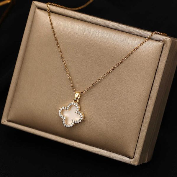 live broadcast of four leaf clover shell steel necklace for women's collarbone chain fashionable and personalized temperament, Silver
live broadcast of four leaf clover shell steel necklace for women's collarbone chain fashionable and personalized temperament, Silver