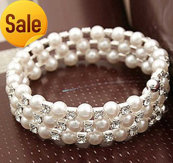 three rows faux pearls crystal bracelets bridal accessories rhinestone prom party dresses wedding jewelry supplies event attractive bracelet, Silver
three rows faux pearls crystal bracelets bridal accessories rhinestone prom party dresses wedding jewelry supplies event attractive bracelet, Silver