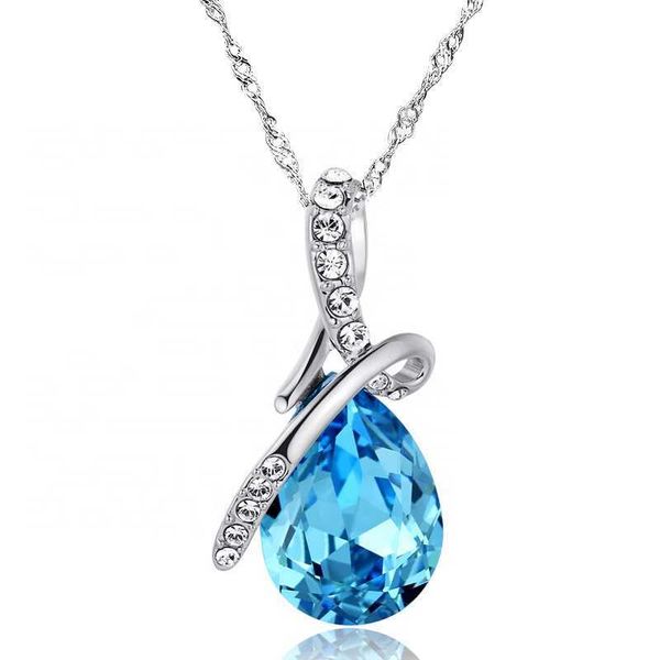 link, chain ytl067 fashion austrian crystal water drop pendant 925 silver chain necklace jewelry for women, Black
link, chain ytl067 fashion austrian crystal water drop pendant 925 silver chain necklace jewelry for women, Black