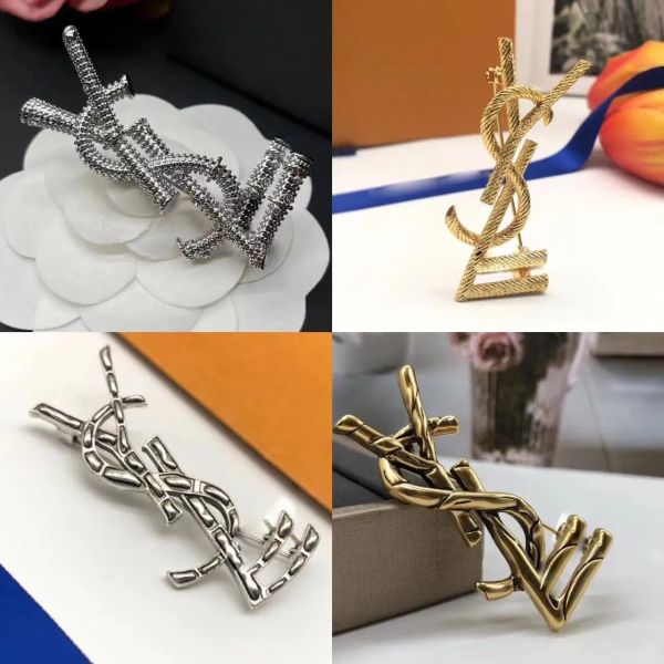 Image of Famous Design Gold Y Brand S Desinger Brooch Women Rhinestone Pearl Letter Brooches Suit Pin Fashion Jewelry Clothingletter Y