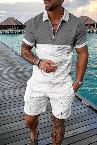 summer fashion men's chain polo shirt shirt set digital printing short sleeve two piece set, White;black
summer fashion men's chain polo shirt shirt set digital printing short sleeve two piece set, White;black