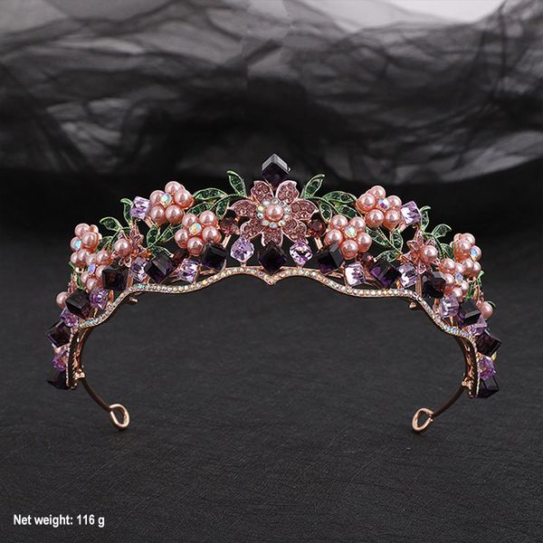 occidental bride crown vintage purple crystal princess crown pink pearl flower leaf crown performance birthday headwear wedding dress access, Silver
occidental bride crown vintage purple crystal princess crown pink pearl flower leaf crown performance birthday headwear wedding dress access, Silver