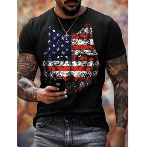 short sleeved men's t-shirt casual wolf head digital printing round neck casual breathable t-shirt, White;black
short sleeved men's t-shirt casual wolf head digital printing round neck casual breathable t-shirt, White;black