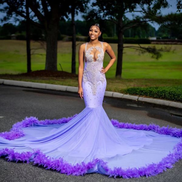 new purple mermaid prom dress for black girls sheer neck beaded crystal birthday party dresses feathers evening gown robe
new purple mermaid prom dress for black girls sheer neck beaded crystal birthday party dresses feathers evening gown robe