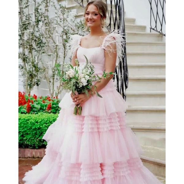 pink wedding dress bride gowns feathers tiered sleeveless elegant floor length princess gown for wedding party vestido de noiva, White
pink wedding dress bride gowns feathers tiered sleeveless elegant floor length princess gown for wedding party vestido de noiva, White