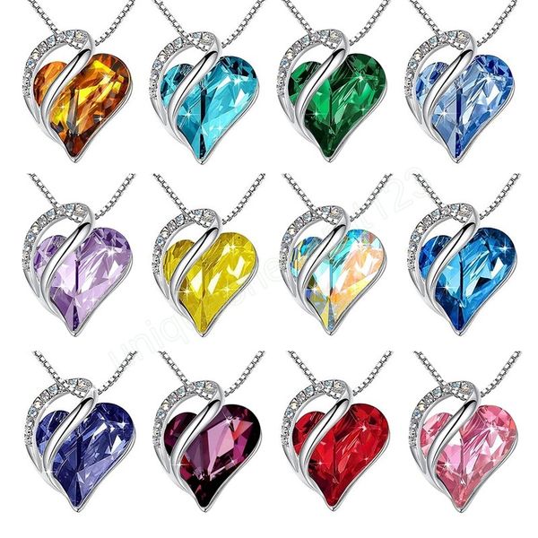 large love heart crystal stone pendant necklace for women banquet party jewelry fashion gift, Silver
large love heart crystal stone pendant necklace for women banquet party jewelry fashion gift, Silver