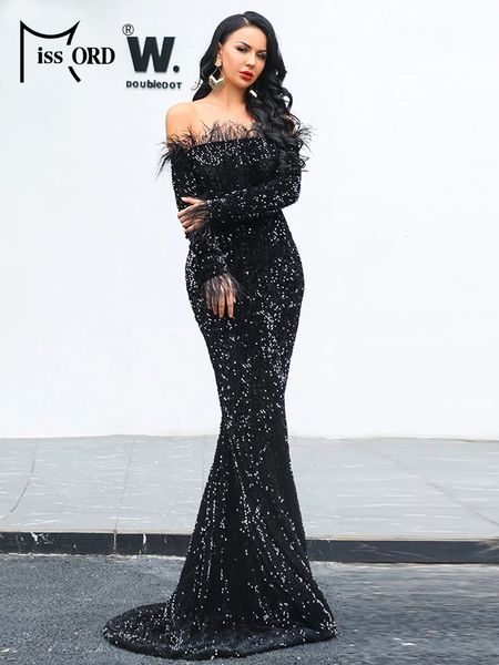 party dresses missord elegant off shoulder feather sequin black mermaid hem prom gown wedding women's formal dress slim evening 230201, White;black
party dresses missord elegant off shoulder feather sequin black mermaid hem prom gown wedding women's formal dress slim evening 230201, White;black