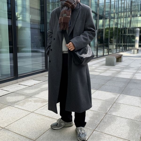 men's wool blends yasuguoji long woolen coat winter korean fashion overknee thickened double breasted solid color male trench 230201, Black
men's wool blends yasuguoji long woolen coat winter korean fashion overknee thickened double breasted solid color male trench 230201, Black
