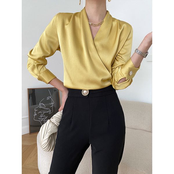 women's blouses & shirts celmia women's elegant satin silk 2022 autumn twisted collar long sleeves fashion office solid color muj, White
women's blouses & shirts celmia women's elegant satin silk 2022 autumn twisted collar long sleeves fashion office solid color muj, White