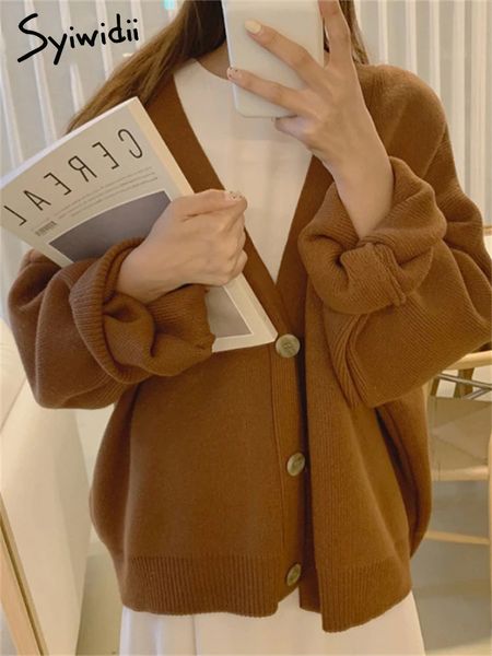 women's knits tees syiwidii oversized knitted cardigans women harajuku brown sweater autumn winter korean casual vintage black warm co, White
women's knits tees syiwidii oversized knitted cardigans women harajuku brown sweater autumn winter korean casual vintage black warm co, White