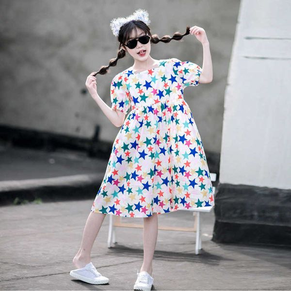 girl's es 4 to 16 years short sleeve 2022 new kids summer clothes stars fashion girls 100% cotton teen dress children #6080 0131, Red;yellow
girl's es 4 to 16 years short sleeve 2022 new kids summer clothes stars fashion girls 100% cotton teen dress children #6080 0131, Red;yellow