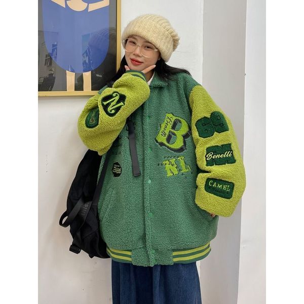 women's jackets fashion thickened lamb velvet padded green oversized flocking jacket women winter loose retro casual coat 230201, Black;brown
women's jackets fashion thickened lamb velvet padded green oversized flocking jacket women winter loose retro casual coat 230201, Black;brown