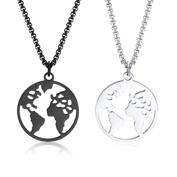 men's stainless steel world map pendant necklace black / silver rolo chain 3mm 24inch
men's stainless steel world map pendant necklace black / silver rolo chain 3mm 24inch
