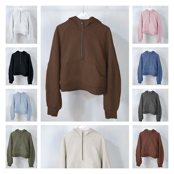 women yoga designer hoodie plus velvet jackets autumn and winter hoodys sports half zipper terry sweater cing loose short clothes, Black
women yoga designer hoodie plus velvet jackets autumn and winter hoodys sports half zipper terry sweater cing loose short clothes, Black