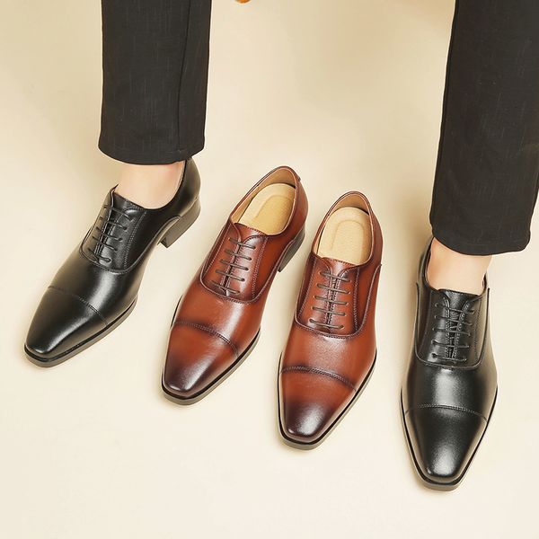 dress shoes men's business casual leather work 230201, Black