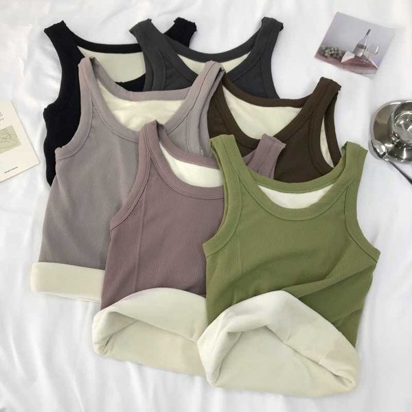 women's tanks camis winter fleece thickened thermal vest slim bottoming underwear woman tank plus velvet camisole female v-neck sleevel, White
women's tanks camis winter fleece thickened thermal vest slim bottoming underwear woman tank plus velvet camisole female v-neck sleevel, White