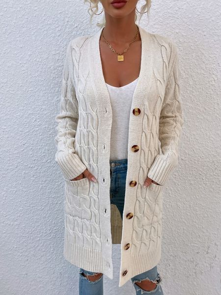 women's knits tees maycaur cardigan sweater autumn and winter long coat twisted rope solid color knitted sweaters women 230131, White
women's knits tees maycaur cardigan sweater autumn and winter long coat twisted rope solid color knitted sweaters women 230131, White