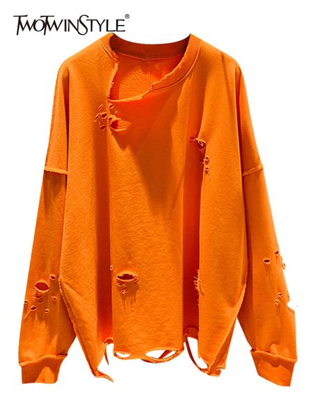 women's hoodies sweatshirts twotwinstyle hole hollow out sweatshirt for women round neck long sleeve solid minimalist loose female clot, Black
women's hoodies sweatshirts twotwinstyle hole hollow out sweatshirt for women round neck long sleeve solid minimalist loose female clot, Black