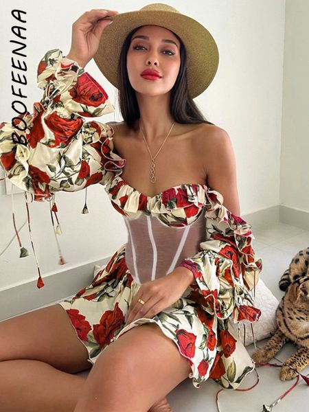 set casual dresses boofeenaa off shoulder ruffle long sleeve mini dress sheer mesh corset floral vacation outfits for women 230131, Red;black
set casual dresses boofeenaa off shoulder ruffle long sleeve mini dress sheer mesh corset floral vacation outfits for women 230131, Red;black