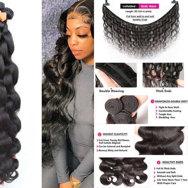 nxy lace wigs 28 30 32 40 inch brazilian body wave raw human hair bundles virgin remy loose water weaves wholesale tissage 230106, Black;brown
nxy lace wigs 28 30 32 40 inch brazilian body wave raw human hair bundles virgin remy loose water weaves wholesale tissage 230106, Black;brown