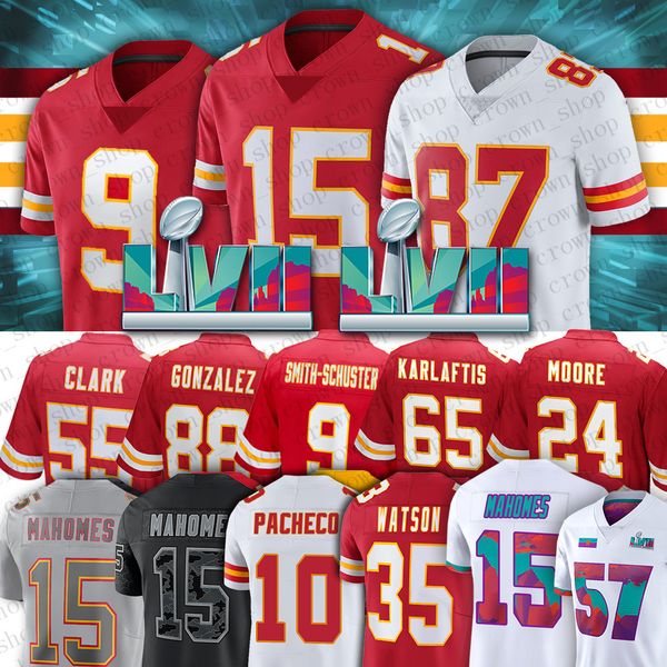 15 patrick mahomes kansaes city football jerseys chiefes super bowl lvii juju smith-schuster jaylen watson travis kelce chris jones nick bol, Black;red
15 patrick mahomes kansaes city football jerseys chiefes super bowl lvii juju smith-schuster jaylen watson travis kelce chris jones nick bol, Black;red