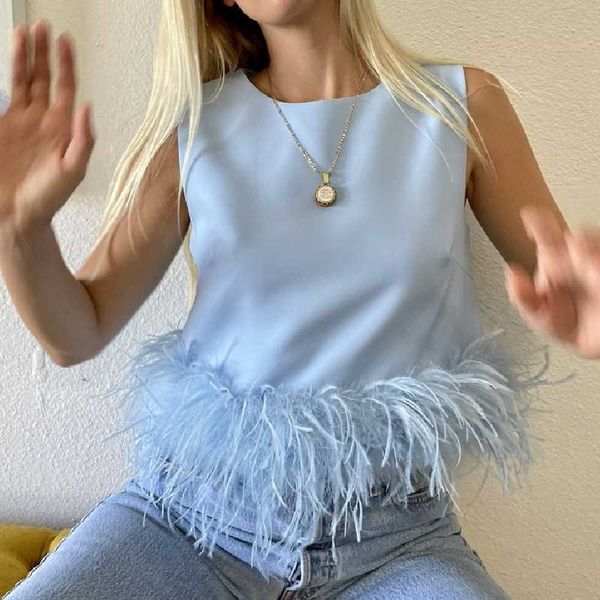 women's tanks camis fufucaillm elegant fashion feather tank women summer sleeveless round neck crop chic a-line vest 90s streetwear y, White
women's tanks camis fufucaillm elegant fashion feather tank women summer sleeveless round neck crop chic a-line vest 90s streetwear y, White